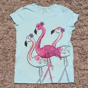 ❤️4/$20 Place Flamingo Graphic Tee - Light Blue & Pink